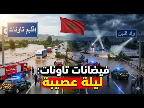 إقليم تاونات تحت حصار السيول واد اللبن يخرج عن السيطرة مشاهد صادمة للفيضانات ومعاناة الساكنة 