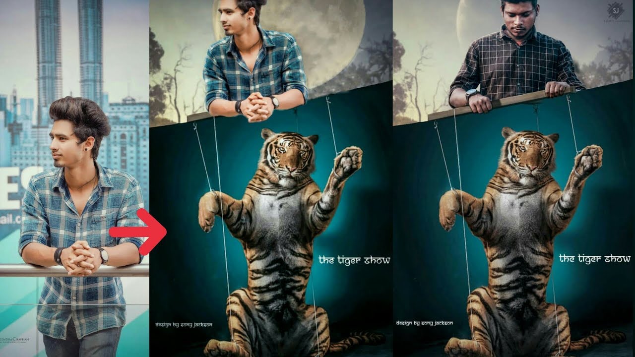 sony jackson tiger manipulation photo editing editing tutorial in PicsArt step by step
