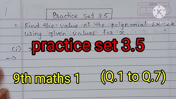 practice set 3.5 | 9th maths part 1 Algebra | polynomials