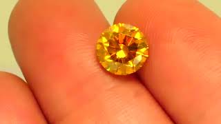3.15 cts - World Class Orangey Yellow Spalerite in A Diamond Round Brilliant Cut – 8.50 mm!