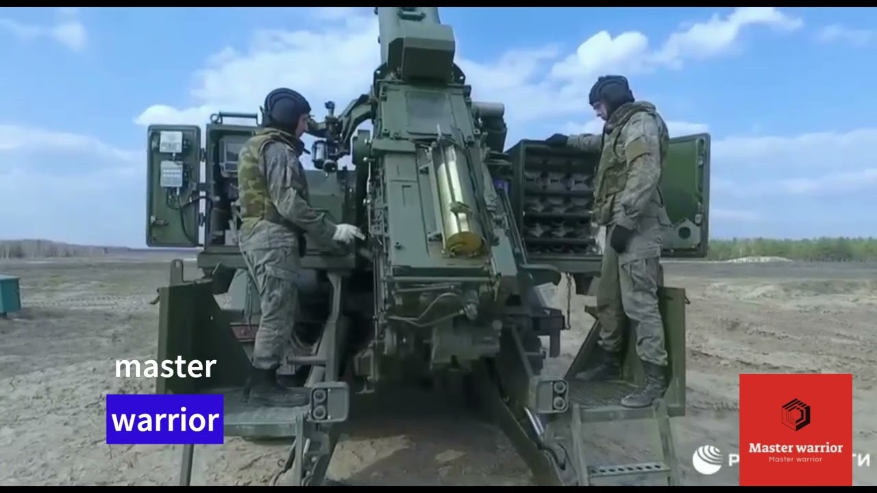 2s43 malva 152mm self-propelled howitzer pounds ukrainian position in bakhmut
