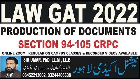 CRPC SECTION 94-105, MODES TO COMPEL PRODUCTION OF DOCUMENTS