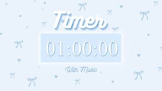 .✦ 1 Hour Study and Cleaning Timer | with Music, No Breaks | Blue Bow .✦