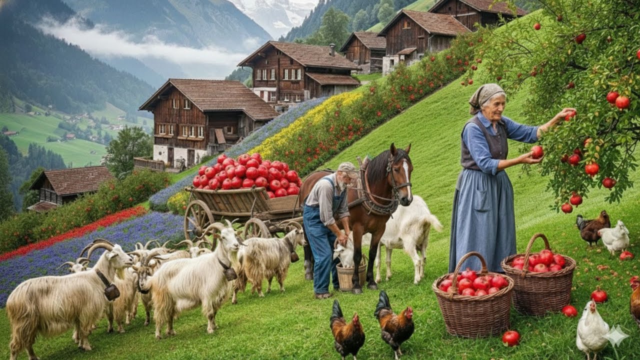 Peaceful Country Life in Switzerland – Livestock Farming, Harvesting Pomegranate | Countryside Life