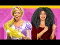 RAPUNZEL’S MAGIC HAIR. (Can Elsa, Jasmine, Snow White and Merida Save her from Mother Gothel?)