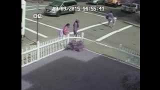 Fulton 20150909 1455 Mother on Phone, Girl all over Fence (2 views)