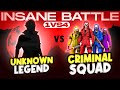 Unknown Legend 😳 Vs Criminal Squad || Free Fire 1 Vs 4 Insane Battle Against Criminal Squad