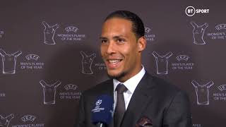 Virgil van Dijk reacts to an amazing year with Liverpool and winning Men's Player of the Year