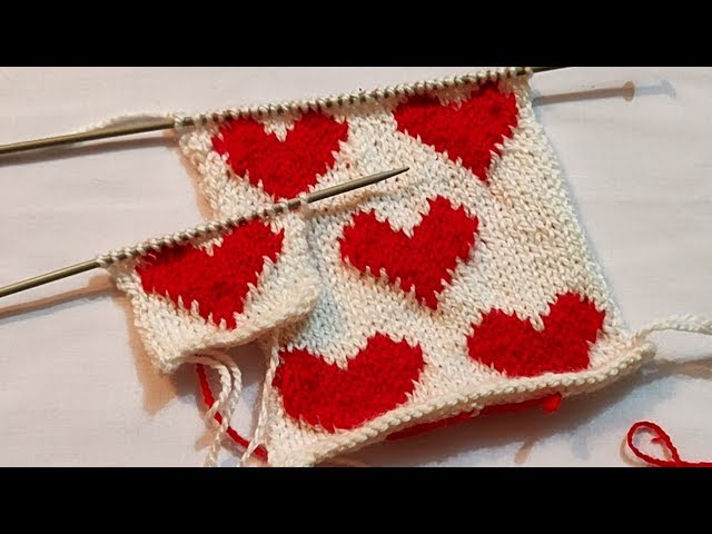 Beautiful Heart Shape Knitting Design || Easy Knitting Pattern for