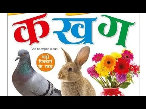 क ख ग 'हिंदी वर्णमाला' क से कबूतर ख से खरगोश ग से गमला सिखों चित्रों के