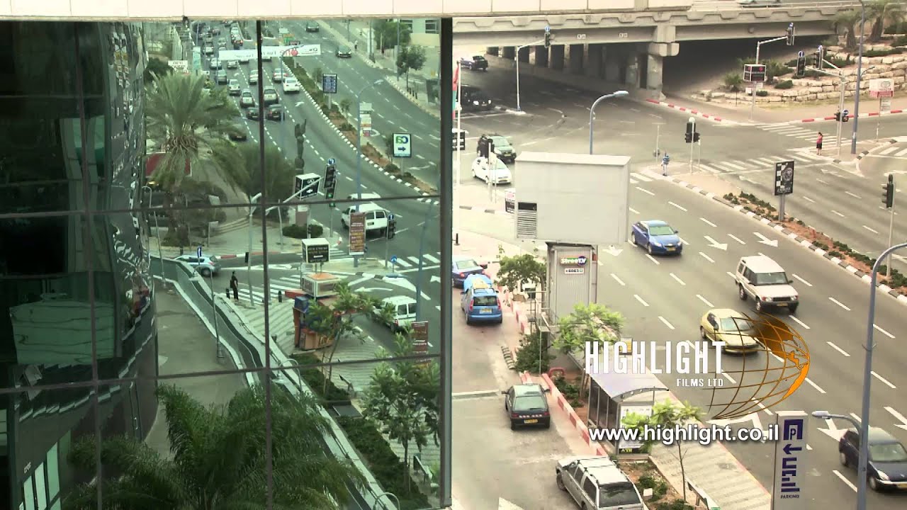 TR 014 Stock footage Israel: Fast motion traffic in Herzliya hi tech district