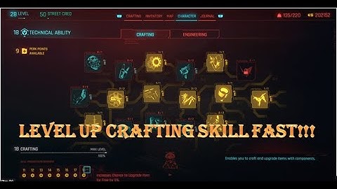 Levelling up Crafting Fast in Cyberpunk 2077 patch 1.6