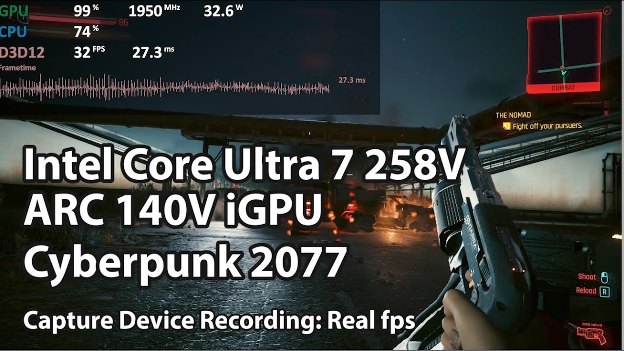 Intel Lunar Lake Gaming - Ultra 7 258V (ARC 140V iGPU) - Cyberpunk 2077 Test (Lenovo Yoga Slim 7i)