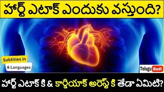 Heart  Attack Explained in Telugu | Difference Between Heart Attack & Cardiac Arrest | Telugu Badi