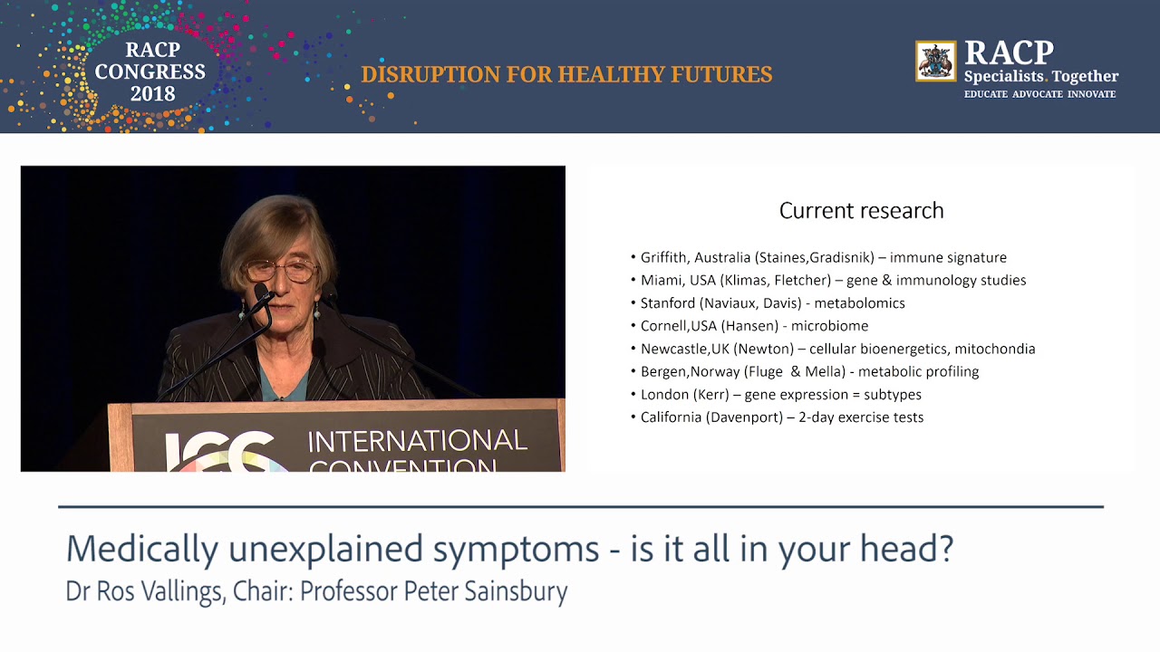 Tuesday, 15 May 2018, Medically unexplained symptoms – is it all in your head?, Dr Ros Vallings