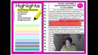 Argumentative Essay Writing: Analyzing  Elements