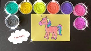 SAND PAINTING UNICORN|HOW TO DRAW AND COLOR UNICORN|TIME LAPSE