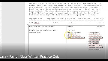 Java - Lesson #26 - Payroll Class Written Practice Quiz