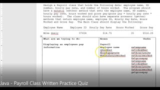 Java - Lesson #26 - Payroll Class Written Practice Quiz