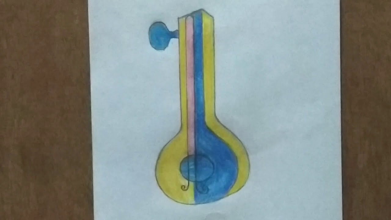 How to draw a tanpura//musical instruments drawing. YouTube