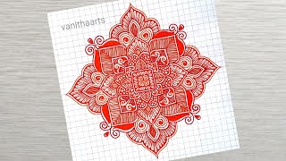 Mandala Art Step-By-Step Tutorial On Square Grid Of Size 5Mm
