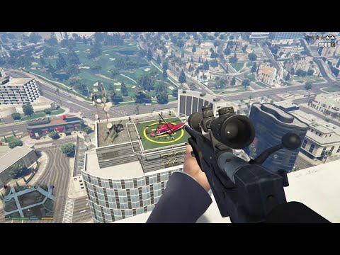 GTA 5 - Mafia Rooftop Sniper Hit + Ten Star Escape