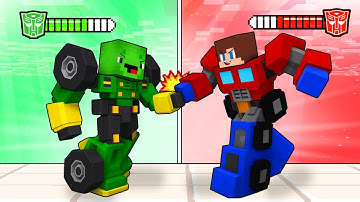 JJ Red vs Mikey Green in Transformers RUSH Battle Game - Maizen Minecraft Animation