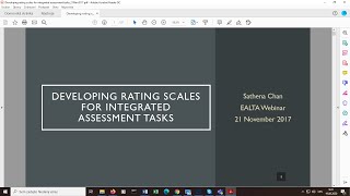 Developing Rating Scales for Integrated Assessment Tasks by Sathena Chan