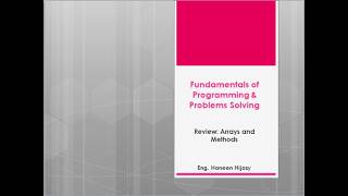 Review: Arrays and Methods