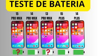 TESTE DE BATERIA ?  IPHONE 15 Pro Max vs 14 Pro Max vs 13 Pro Max vs 15 Plus vs 14 Plus QUEM GANHA❗❓