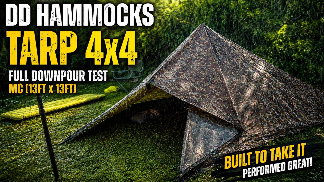 DD Hammocks 4x4 Tarp TORTURE TEST! Full Downpour & ZERO Leak - YouTube