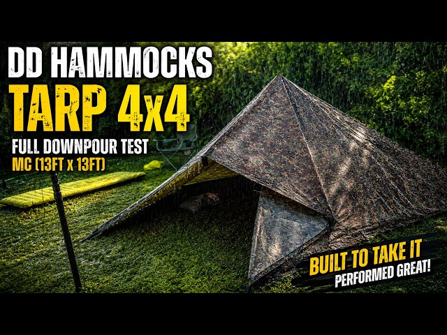 DD Hammocks 4x4 Tarp TORTURE TEST! Full Downpour & ZERO Leak - YouTube