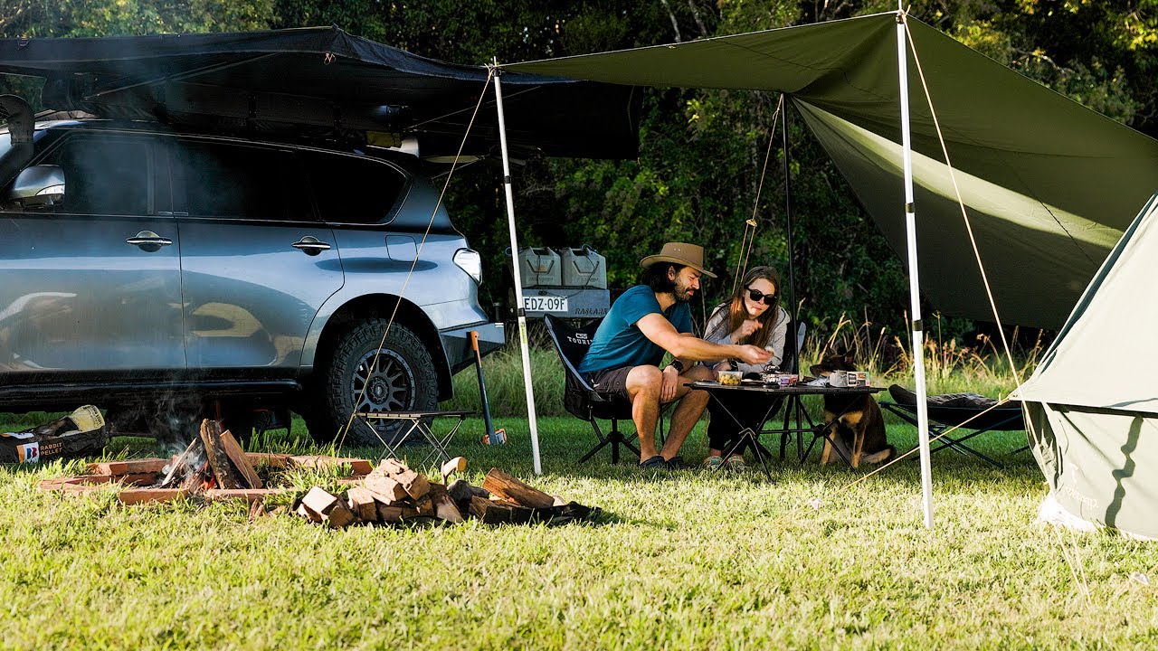 Relaxing Couple Camping in Nature | Dutch Oven Campfire Pizza | ASMR