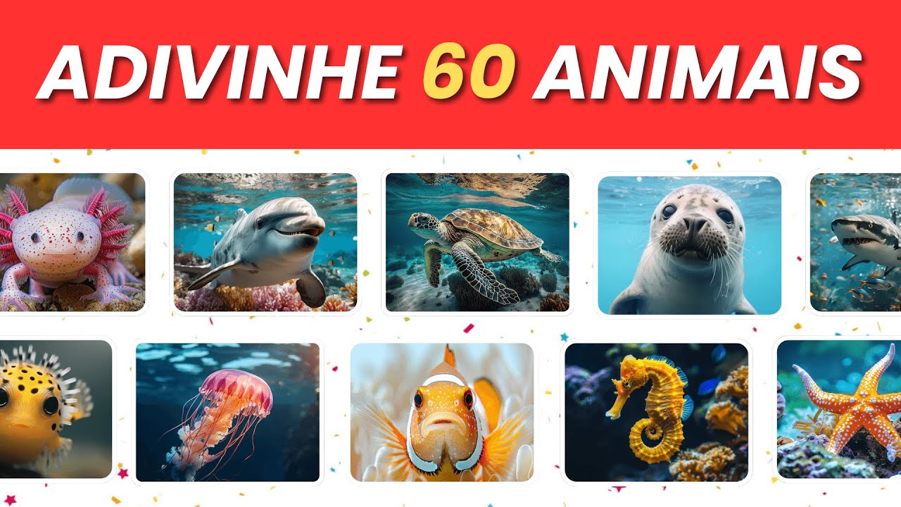 ADIVINHE 60 ANIMAIS AQUÁTICOS 🐠🐳 | Nível Fácil, Médio, Difícil e Impossível | APENAS 1% ACERTA TODOS