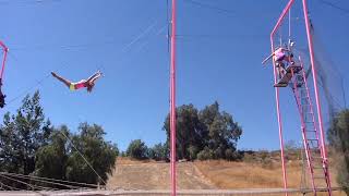 Flying trapeze layout catch, no return. 