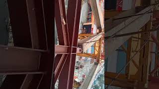 #installing collar i-beam in QTZ-106 tower crane.