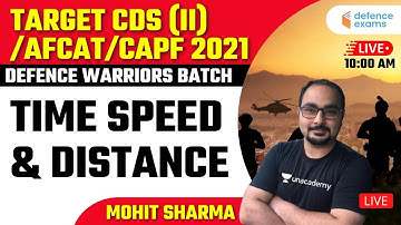 Time Speed & Distance Part -2 | Defence Warriors Batch | Target CDS/AFCAT/CAPF 2021 | Mohit Sir