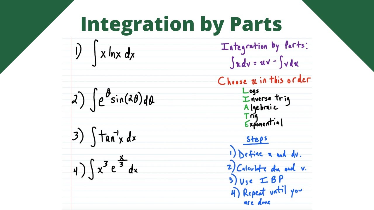 Integration By Parts 4 Examples Calculus Youtube