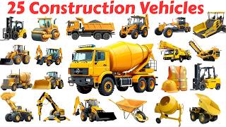25 Construction Vehicles | Bangla & English | Learn Excavator, Bulldozer, Crane etc. with Pictures