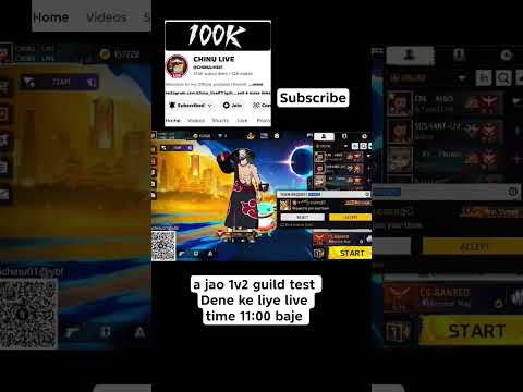 a jao 1v2 guild test dene ke liye live time 11:00 baje subscribe kar lena