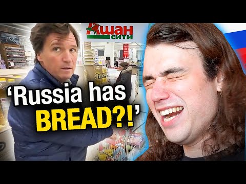 Russian CRINGES at Tucker Carlson Grocery Shopping in ??
