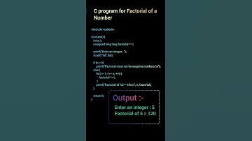C program for Factorial of a Number #ccoding #code #ccode #cprogramming #program #shorts #short