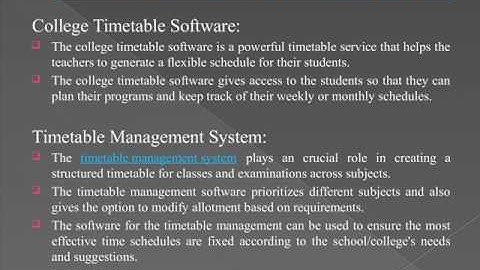 Automatic Timetable Generator Software
