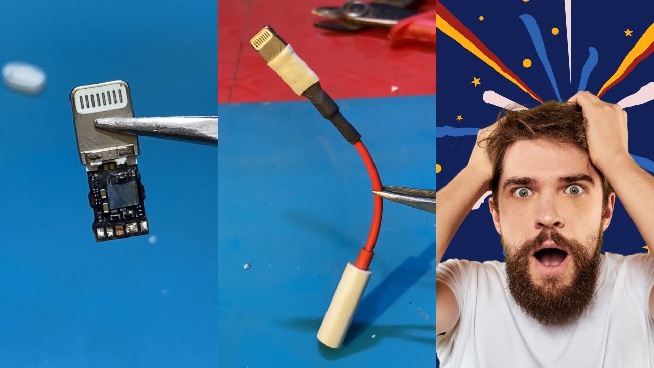 How to make lighting jack to 3.5mm audio jack convert free cost with old damage headphone YouTube