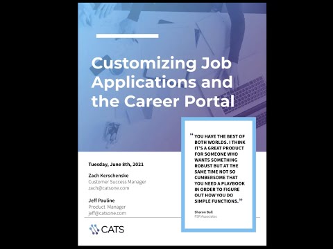 Webinar - Customizing Job Applications and the Career Portal