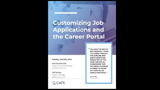 Webinar - Customizing Job Applications and the Career Portal
