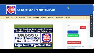 UKSSSC Livestock Extension Officer Online Form 2026 for 120 Post | Notification | Rojgar Result screenshot 2