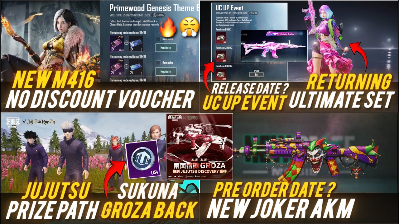 🔴4.3 NEW JOKER AKM COMING🔥😱UC UP EVENT DATE ? 🔥SANDSPRING AKM & SCAR-L CONFIMED✅🔥JJK PRIZE PATH INFO
