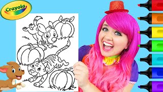 How To Color a Cat & Dog Pumpkin Patch | Markers