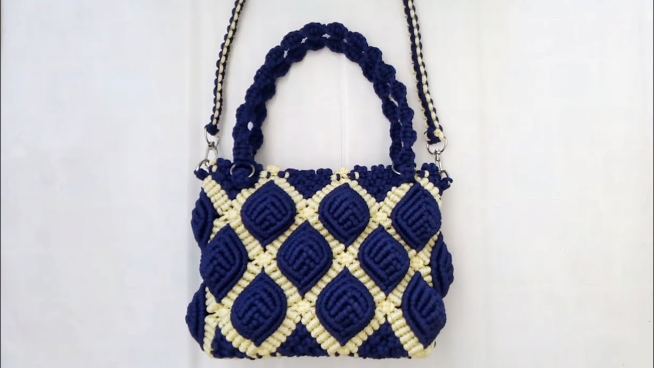 Tutorial Tas Tali kur Motif Daun Blue berry